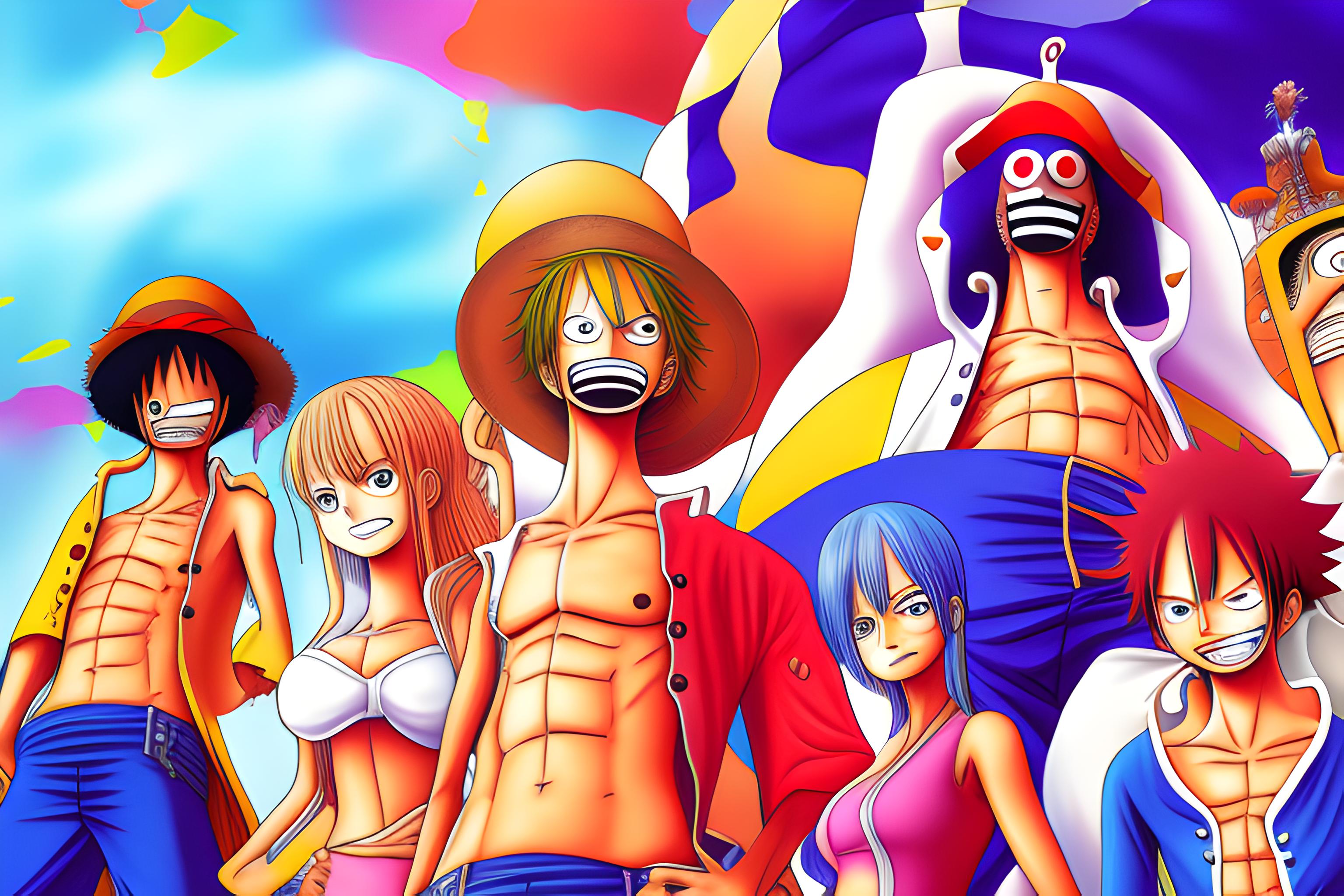 abstract background having one piece anime characters